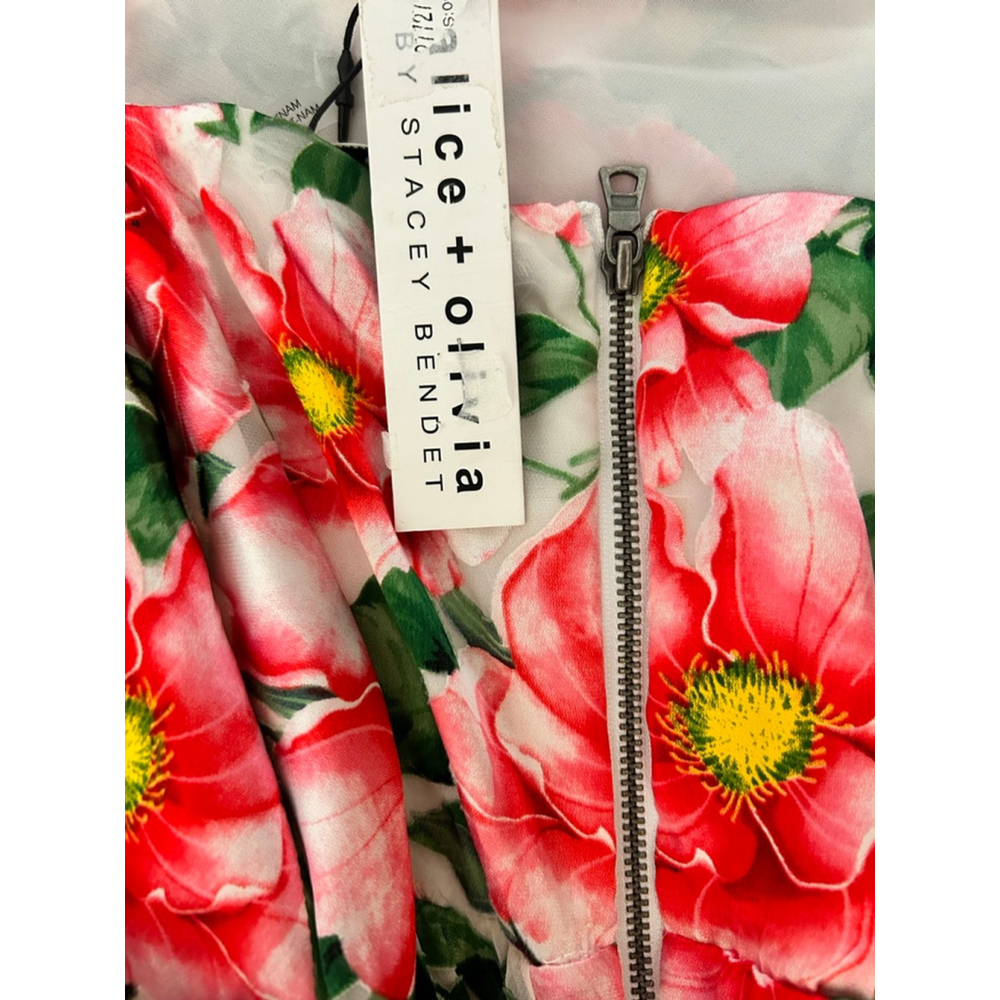 .NWT ALICE + OLIVIA Samantha Floral Silk Blend Midi Dress SZ 14 - Picture 15 of 16